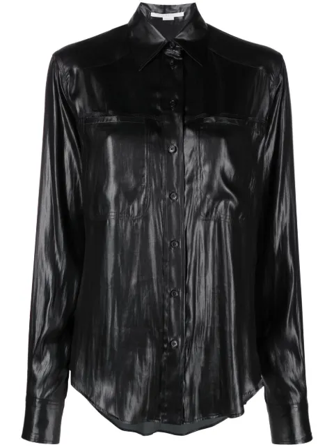 Stella McCartney long-sleeve faux-leather shirt Black 6200233AU352