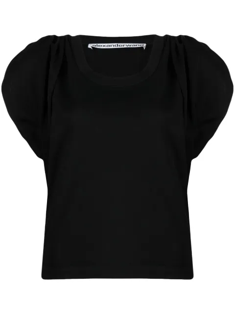 Alexander Wang gathered-sleeve detail T-shirt Black 1CC4221696001