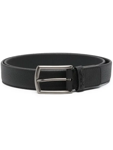 Zegna triple-stitch leather belt Black LHCEOB014AZ