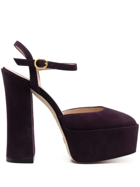 Stuart Weitzman suede platform pumps Purple SC798