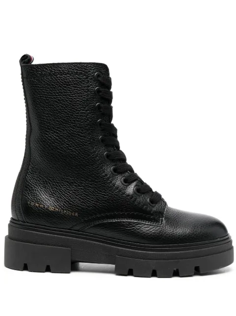 Tommy Hilfiger chunky lace-up leather ankle boots Black FW0FW06732
