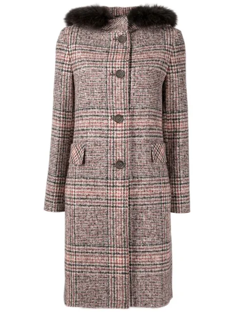 Cinzia Rocca plaid-check print hooded coat Brown V1470G162G2
