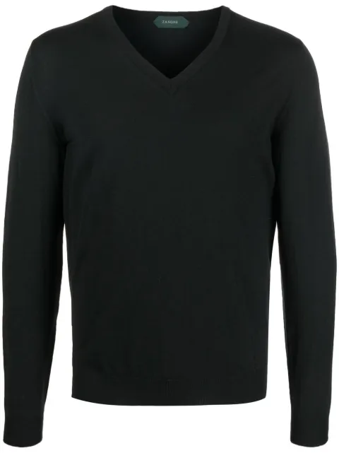 Zanone V-neck knitted jumper Black 810159Z0290