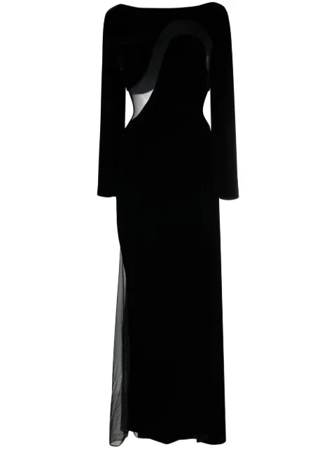 TOM FORD Mesh-panelled velvet gown Black AB3117FAX103