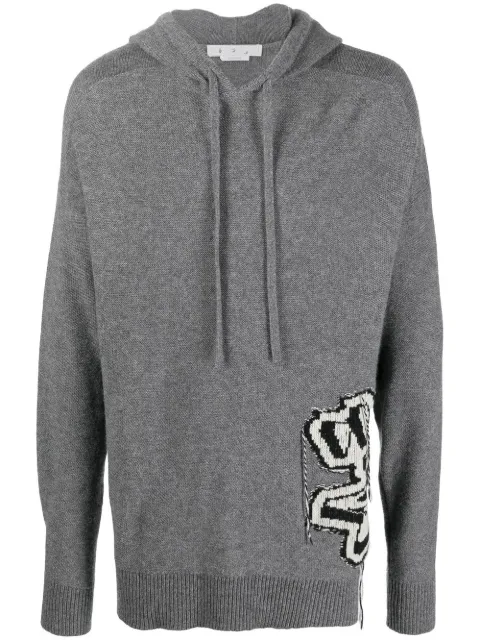 Off-White intarsia-knit hoodie Grey OMHA155F22KNI0010610