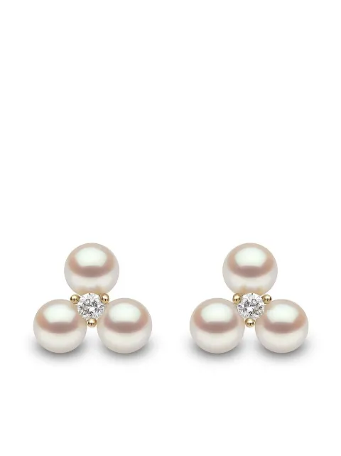 Yoko London 18kt yellow gold Trend pearl stud earrings Gold TEM02406F