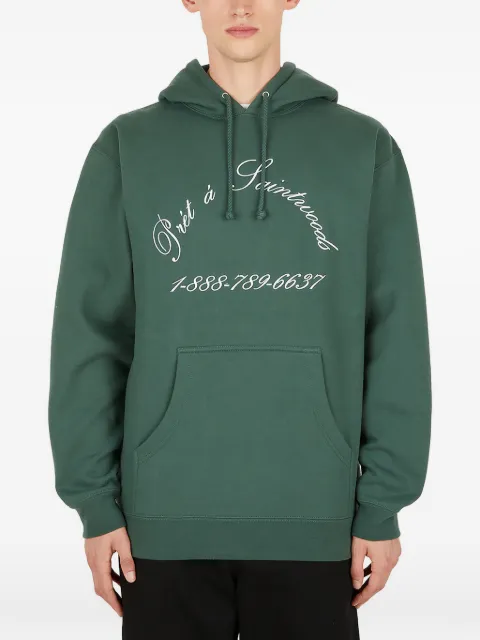 Saintwoods lettering-embroidered hoodie Green SW01514