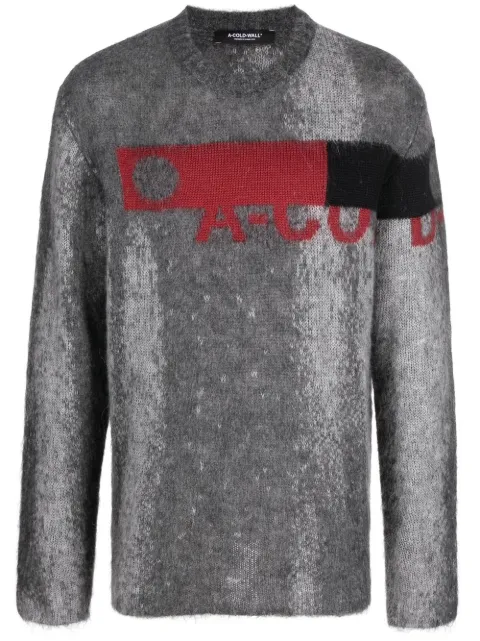 A-COLD-WALL* sprayed-effect logo-jacquard jumper Grey ACWMK076