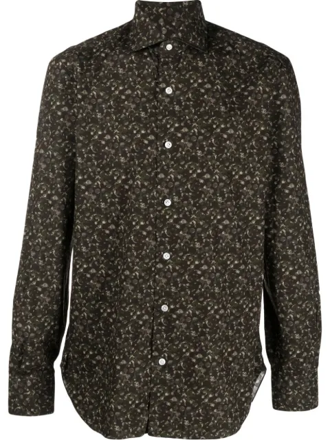 Barba camouflage-print button-down shirt Brown K1U13P0130028U