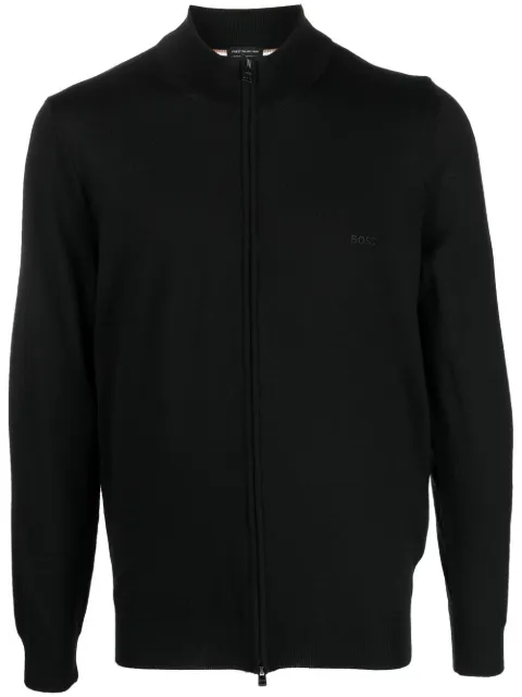 BOSS fine-knit zip-up cardigan Black 50476347