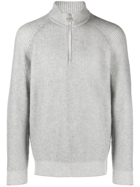 Brunello Cucinelli zip-up ribbed turtleneck jumper Grey M22700504CP157