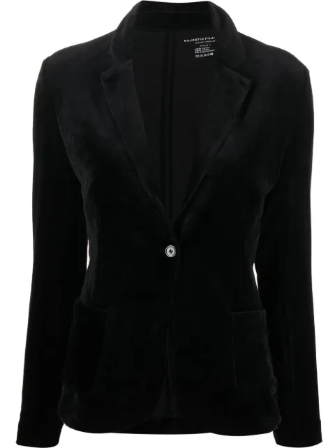 Majestic Filatures single-breasted velvet blazer Black M016FVE046