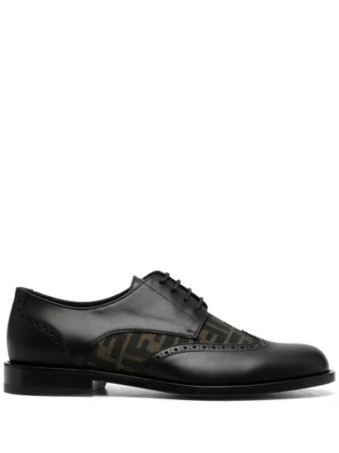 FENDI FF- pattern leather derby shoes Black 7L1563AHGY