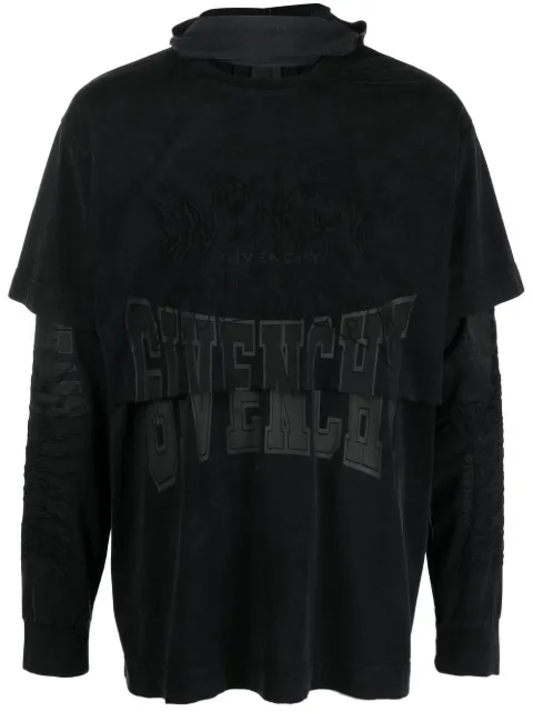 Givenchy logo-embroidered long-sleeve t-shirt Black BM71FM3Y8U