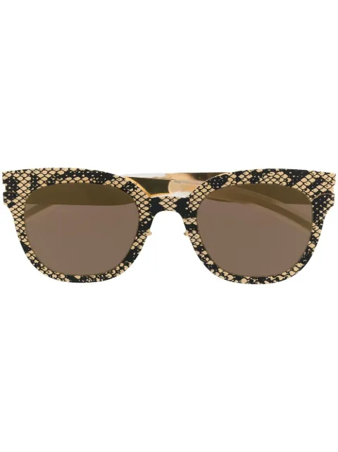Mykita python-print wayfarer-frame sunglasses Gold MMTRANSFER002239