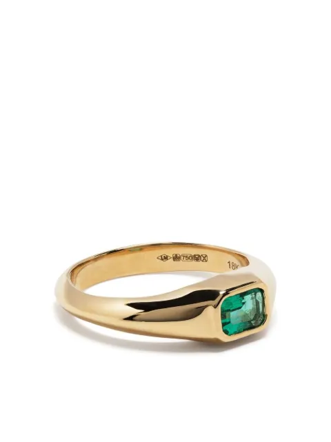 Lizzie Mandler Fine Jewelry 18kt yellow gold emerald signet ring Gold R909Y