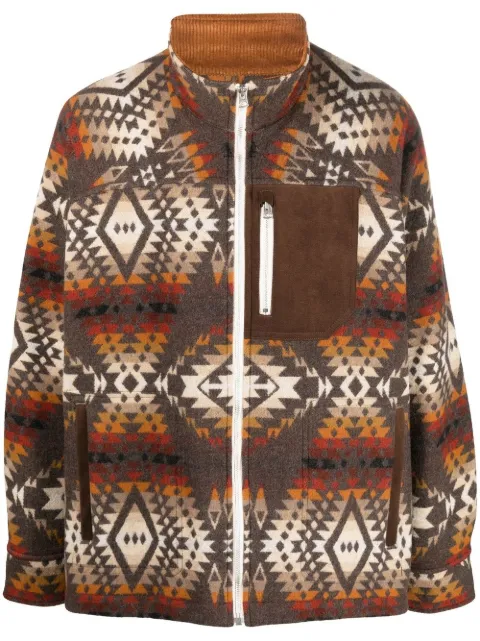 Junya Watanabe MAN abstract-print wool jacket Brown WJJ016