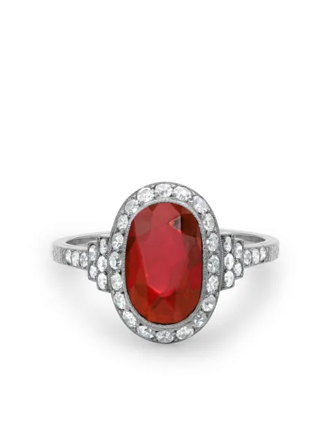 Pragnell Vintage platinum Edwardian Burmese ruby ring Silver 256102