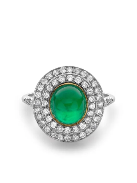 Pragnell Vintage 1901-1910 platinum Target emerald and diamond ring Silver 260129