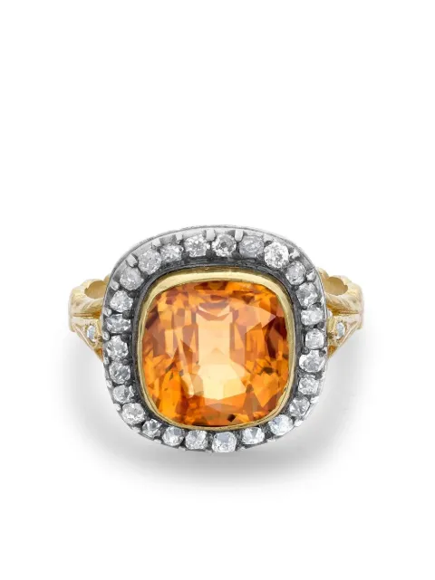 Pragnell Vintage pre-owned 18kt yellow gold Victorian topaz and diamond ring Orange 264137