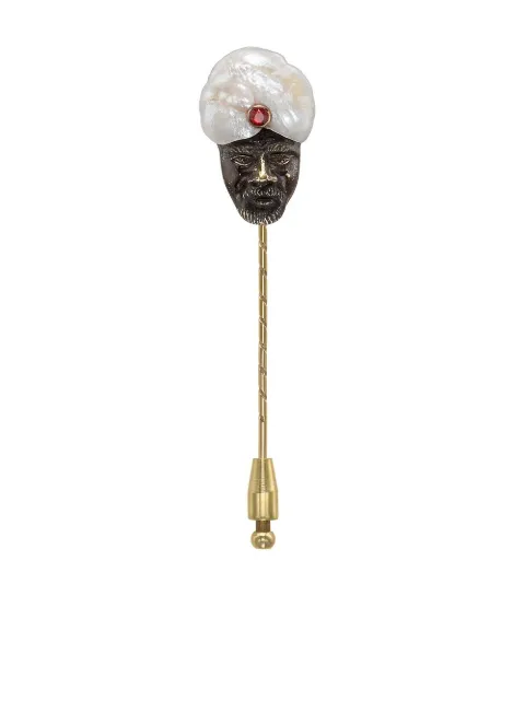 Pragnell Vintage 18kt yellow gold Victorian natural pearl and ruby pin Gold 1456117