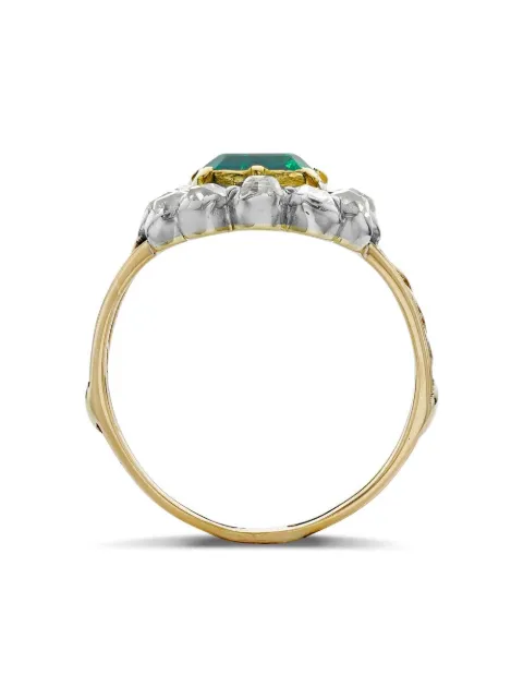 Pragnell Vintage Victorian pre-owned 18kt yellow gold diamond and emerald ring Gold 260125