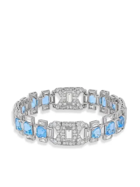 Pragnell Vintage platinum French Art Deco aquamarine and diamond bracelet Silver 1152100