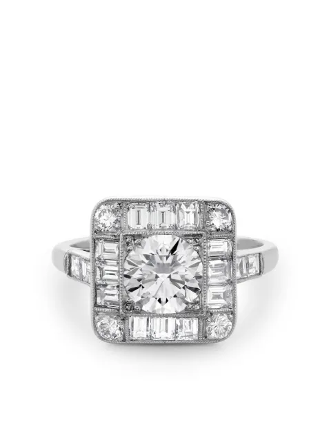 Pragnell Vintage platinum Antique A diamond plaque ring Silver 154308