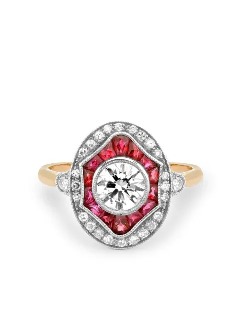 Pragnell Vintage 18kt yellow gold Art Deco diamond and ruby ring Silver 275317