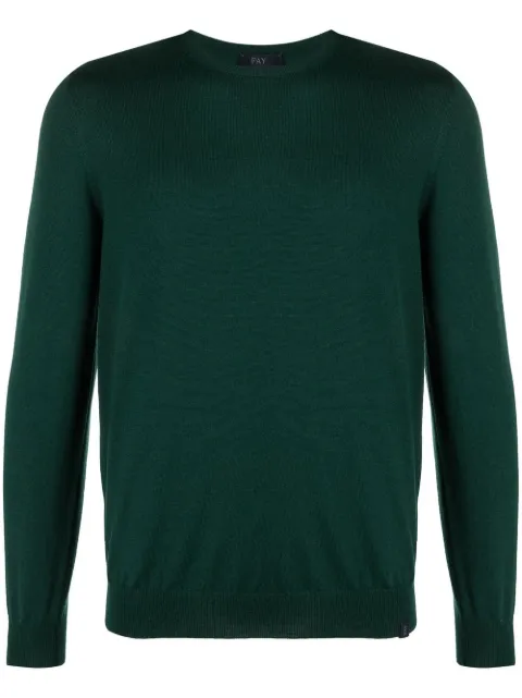 Fay fine-knit ribbed-trim jumper Green NMMC1452420CQT