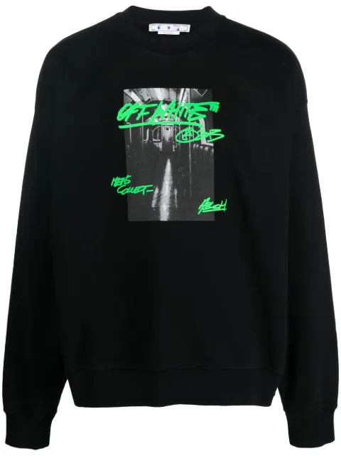 Off-White graphic-print cotton sweatshirt Black OMBA054F22FLE0061070