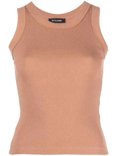 STYLAND fine-ribbed vest top Neutrals T018D204