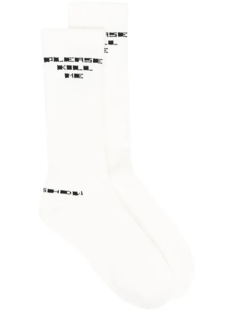 Rick Owens DRKSHDW graphic print knee-high socks White DL02B1498SOCKC