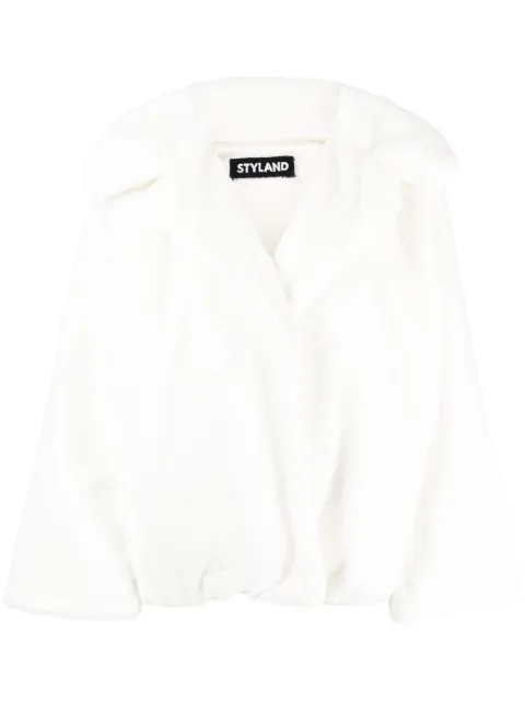 STYLAND faux-fur open-front coat White 123B287288