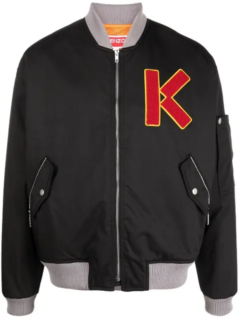 Kenzo cotton embroidered-logo bomber jacket Black FC65BL1279OC