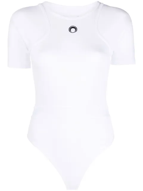 Marine Serre logo-print organic-cotton bodysuit White T200ICONWSS23JERCO