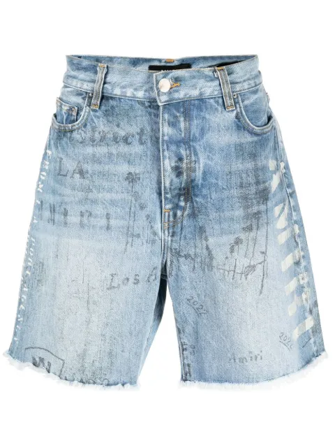 AMIRI logo-print denim shorts Blue PF22MDF005DRI