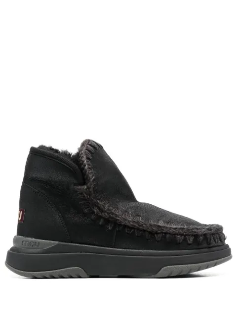 Mou crochet stitch-trim boot sneakers Black MUFW421000B
