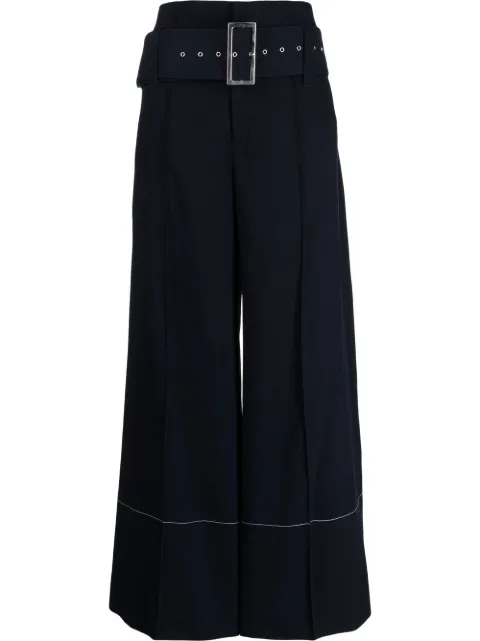 Celine Pre-Owned belted wide-legged trousers Blue DPVC0822CELTR