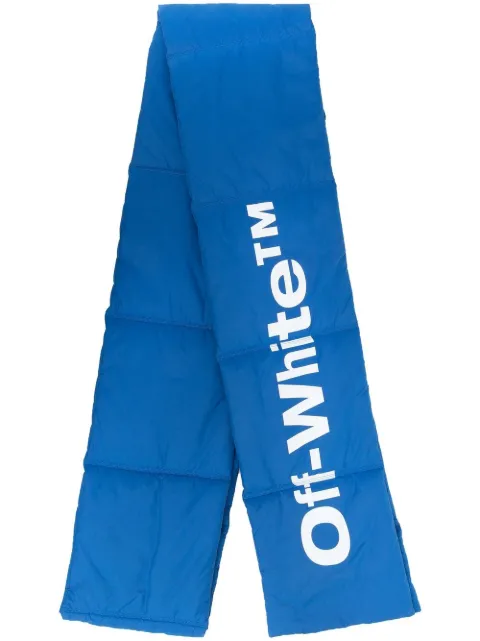 Off-White logo-print padded scarf Blue OMMA030F22KNI0014510