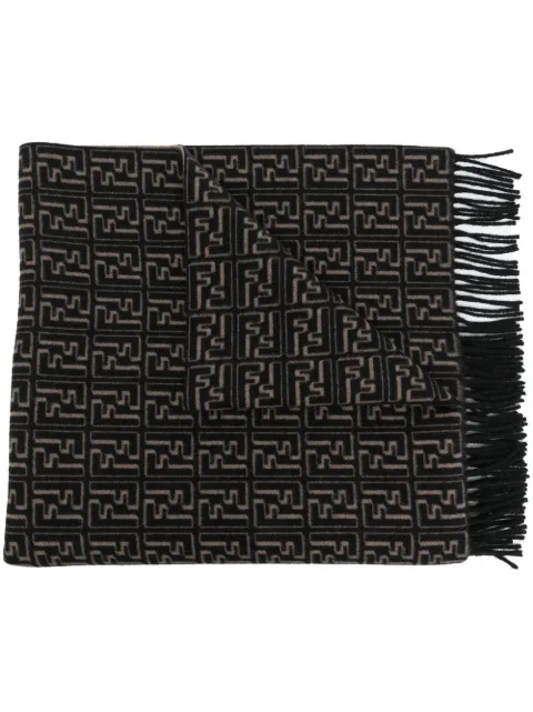 FENDI logo-print virgin-wool scarf Black FXS143ALGSF0D8J