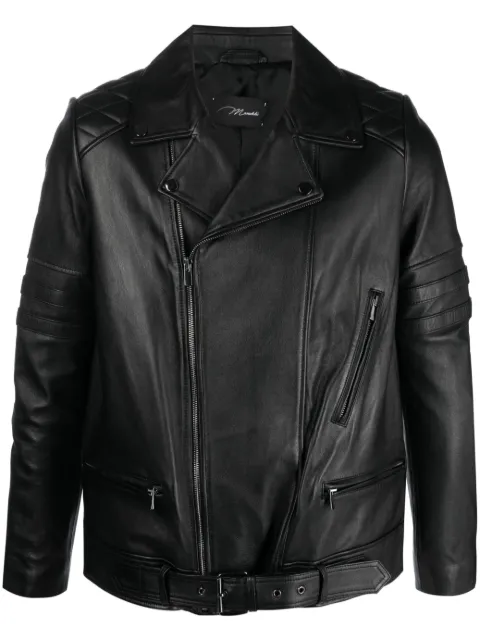 Manokhi off-centre zip-fastening leather jacket Black MANO421PADED