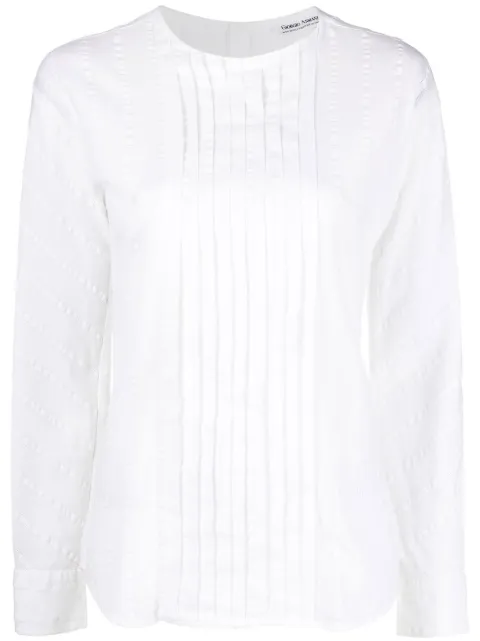 Giorgio Armani Pre-Owned 1970s pleated button-up shirt White GIAR280FI