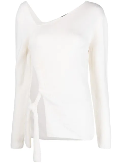 TOM FORD cut-out detail asymmetric-neck jumper White MAK1184YAX137
