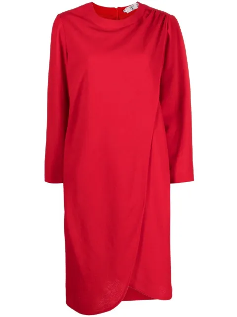 Valentino Garavani Pre-Owned 1980s draped-detailing shift dress Red VALE540FD
