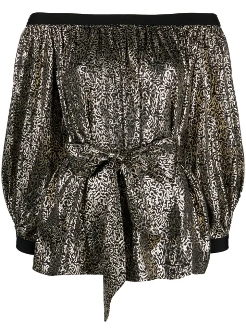 Saint Laurent Pre-Owned 1980s metallic tie-waist blouse Gold YVSA750F