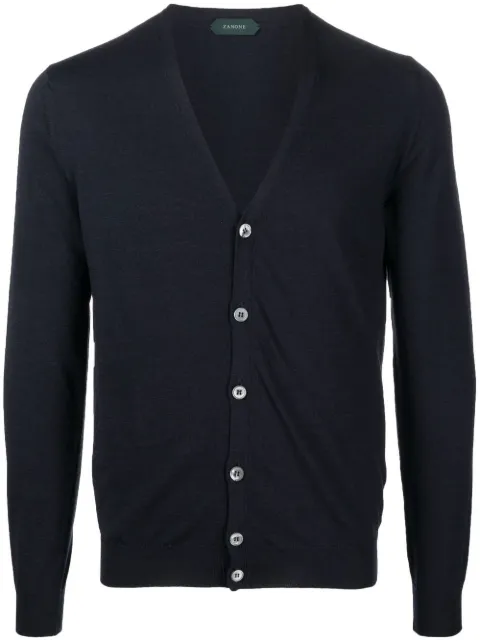 Zanone buttoned virgin-wool blend cardigan Blue 811937Z0290