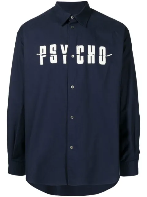Undercover Psycho-print long-sleeved shirt Blue UC2B4401