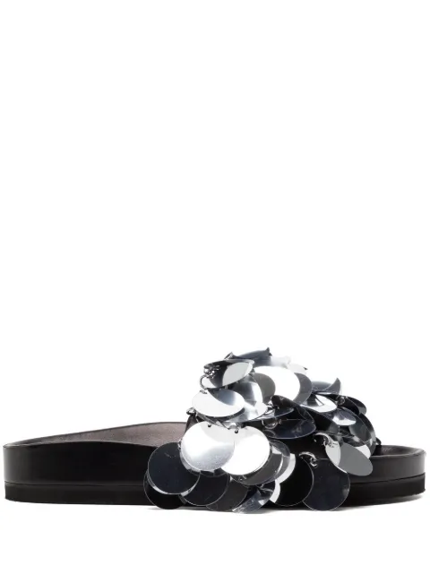Rabanne Sparkle disc-detailing sandals Silver 22AHH0094EMB009