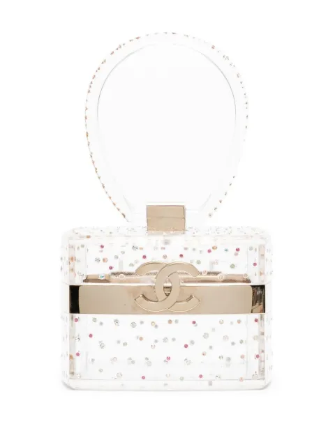 CHANEL Pre-Owned 2004 mini rhinestone-embellished CC vanity handbag White CSLM0822CHABA